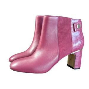 White House Black Market Brynn Dark Sangria Block Heel Ankle Boots Women 8M